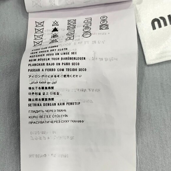 Miu Miu Light Blue Lotus Leaf Lace Cutout Round Neck Short-Sleeve T-Shirt Size S - Picture 3 of 8